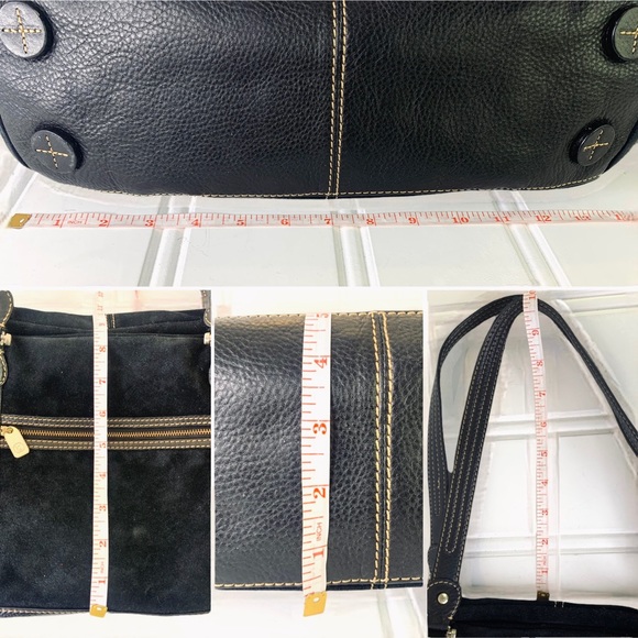 LIZ CLAIRBORNE GENUINE LEATHER HANDBAG BLACK LEATHER SHOULDER WOMEN MEDIUM BAG - Picture 15 of 17